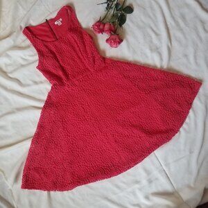 Xhilaration- Coral Pink Lace fit and flare dress- SIZE XS